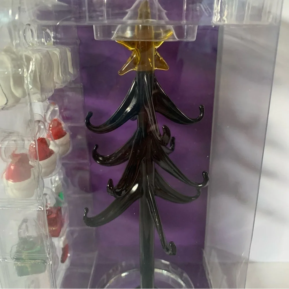 NIB. DISNEY Nightmare Before Christmas Black Glass Christmas Tree